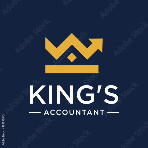 crown with arrow for accountant logo design template