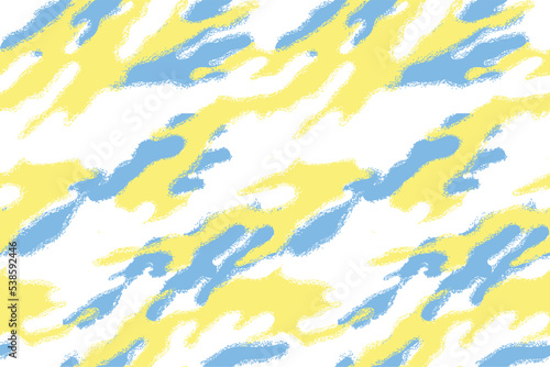 Tie dye with Camouflage mixt pattern, Tie Dye 2 Tone Clouds Close Up Shot fabric texture background blue yellows, Tie dye shibori pattern. 