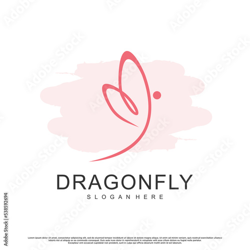 Minimalist icon butterfly or dragonfly logo design with unique concept Premium Vector