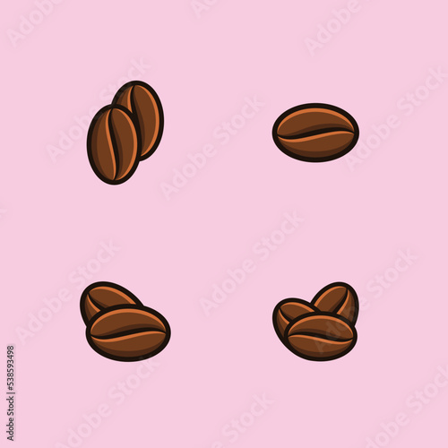 Coffee beans illustration. Cartoonish vector set. Flat Cartoon Style for Web Landing Page, Banner, Flyer, Sticker, Wallpaper, Card, Background