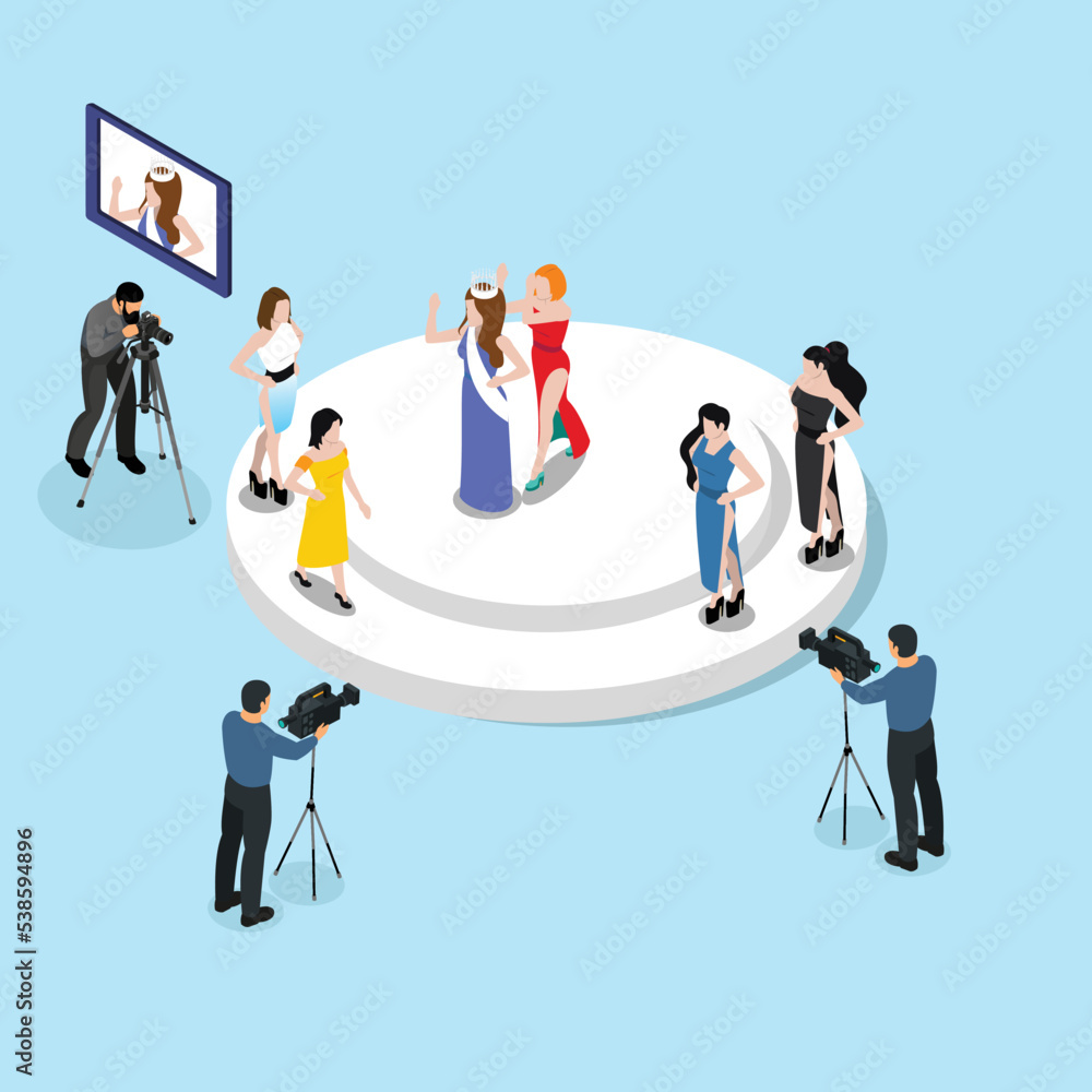 Beauty Contest Final isometric 3d vector illustration concept for banner, website, illustration, landing page, flyer, etc. Beauty Contest Final isometric 3d vector illustration concept for banner, website, illustration, landing page, flyer, etc.