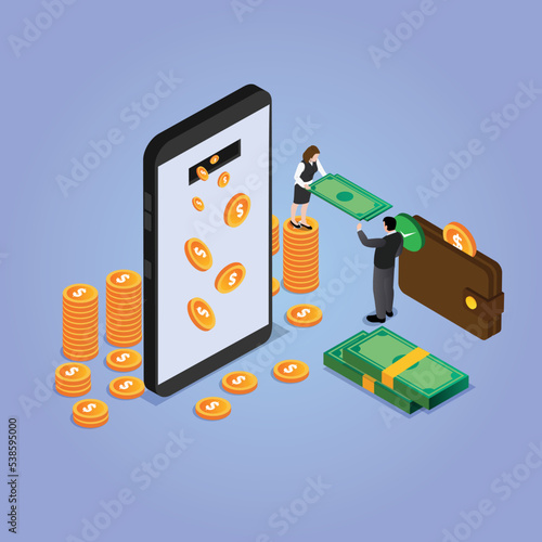 Online cashback or saving isometric 3d vector illustration concept for banner, website, illustration, landing page, flyer, etc.