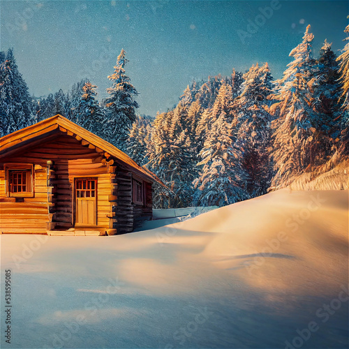 Cabin in the snow