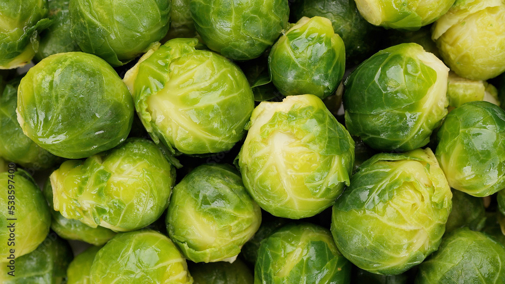 Brussels sprout top view, rotation. Healthy vegan food concept Brussels sprout top view, rotation. Healthy vegan food concept