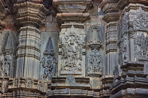 Soft Rock Sculptures of Belur,  Karnataka. Historical Hoysala monument representing Indian art and history. © santosh