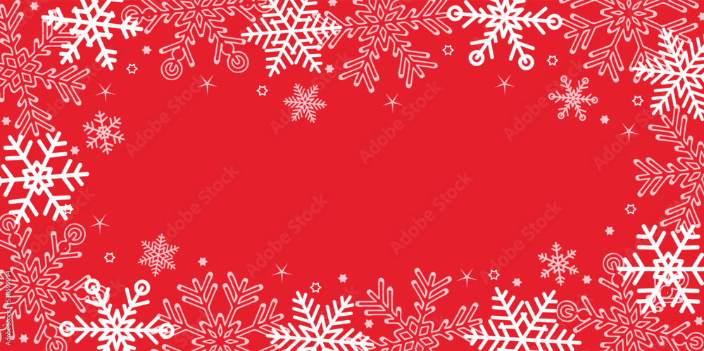 white christmas snowflake border on red background white christmas snowflake border on red background