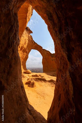 View of the ring rock through a crack in the rock