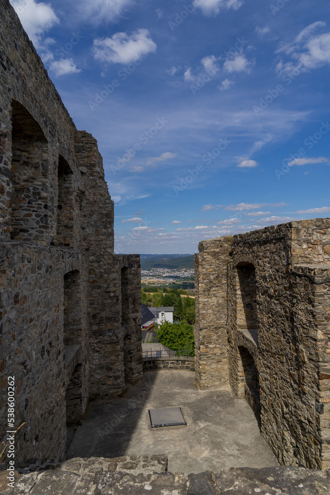 Ancient castle ruin called Greifenstein in the same called german village