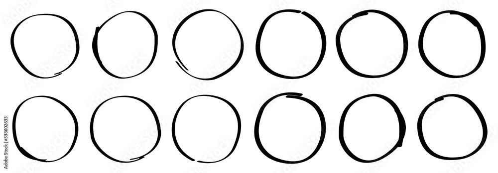 Set hand drawn marker circles - vector