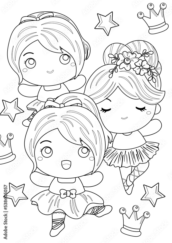 Cute Ballerina Ballet Girl Coloring Pages A4 for Kids And Adult 