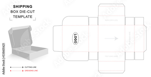 Wallpaper Mural Shipping box die cut template with 3D blank vector mockup for cargo Torontodigital.ca