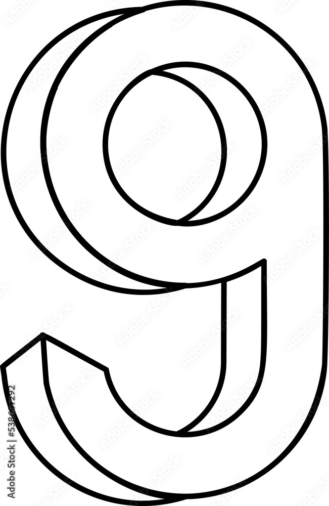 Impossible shape numbers font 9 . Impossible shape numbers font 9 .