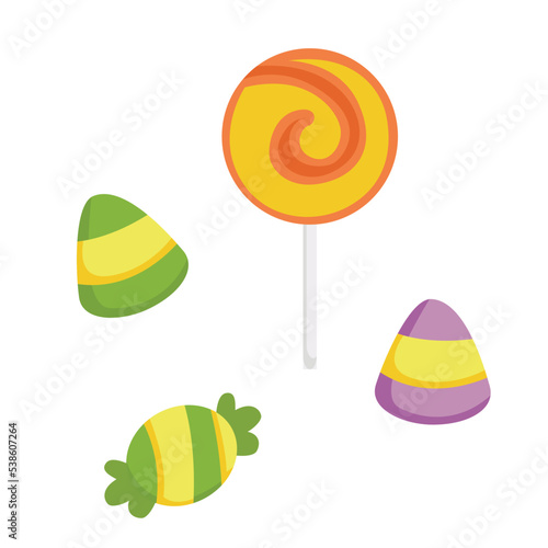Halloween Colorful Candy Chocolate Illustration Vector Clipart