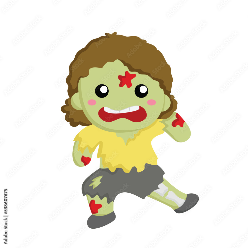 Fototapeta premium Kids Halloween Zombie Costume Party Illustration Vector Clipart