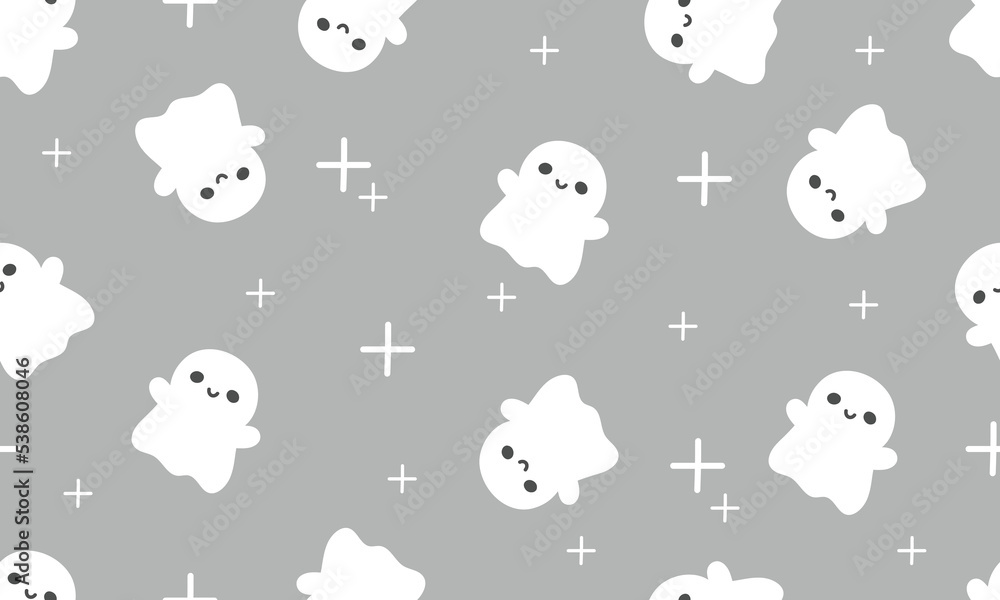 Cute little Halloween ghost banner doodle pattern Cute little Halloween ghost banner doodle pattern