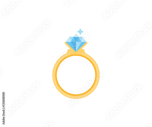 Diamond Ring Vector Isolated Emoticon. Ring Icon