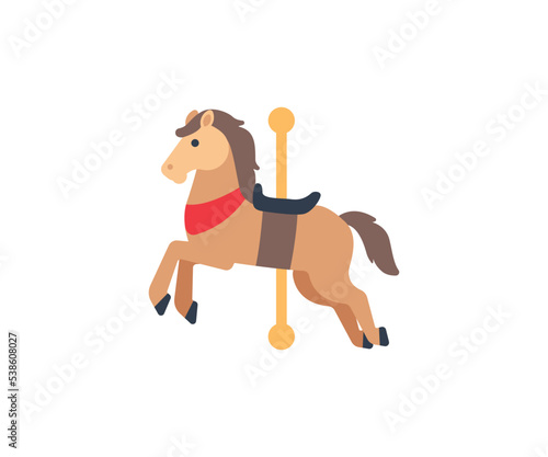 Carousel horse vector flat icon. Isolated children playing, carousel horse emoji illustration