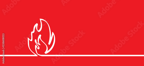 Cartoon fire, flame line pattern. Fireman's job. Vector flames icon or symbol. Burn, ablaze logo. Drawing flaming line. Climate crisis. Gas, energy problem. Insurance event.
