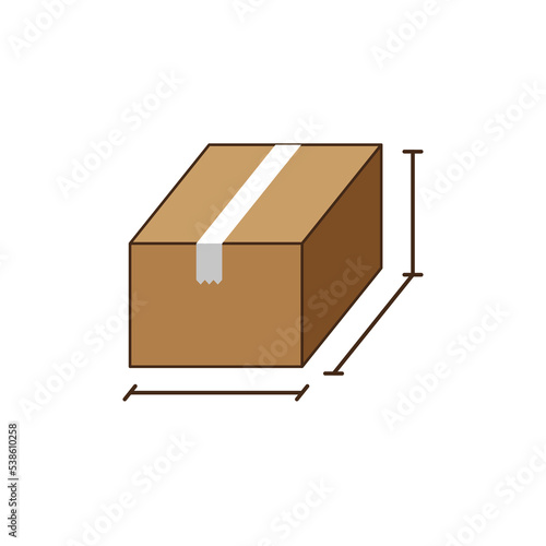 Overall dimensions of the box. Simple flat vector illustration on a white background