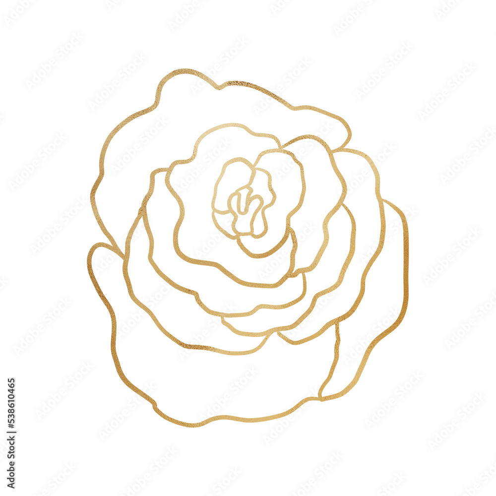 Gold Metallic Rose Outlined