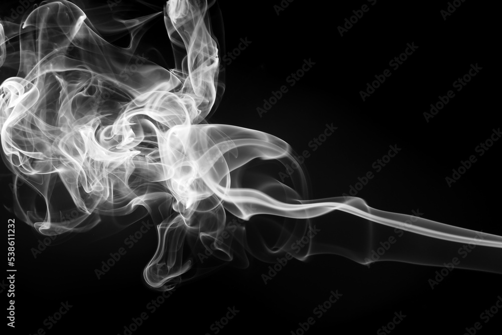 White smoke abstract on black background, fire design White smoke abstract on black background, fire design