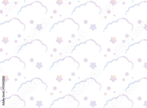 雲と星のかわいいシームレスなパターン背景