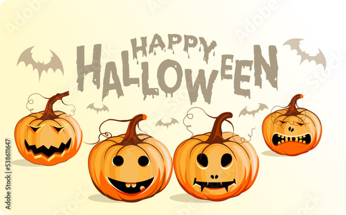 Set pumpkin on white background. The main symbol of the Happy Halloween holiday vector, Happy Halloween Vector illustration,
