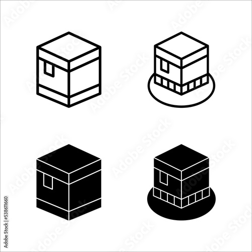 Kaaba Islamic vector design in Mecca icon for Hajj and Ramadan or Eid. Travel and Destination Kaaba icon. Islamic illustration. Suitable for Kaaba logo and other Islamic logos, on a white background.