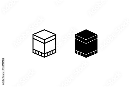 Kaaba Islamic vector design in Mecca icon for Hajj and Ramadan or Eid. Travel and Destination Kaaba icon. Islamic illustration. Suitable for Kaaba logo and other Islamic logos, on a white background.