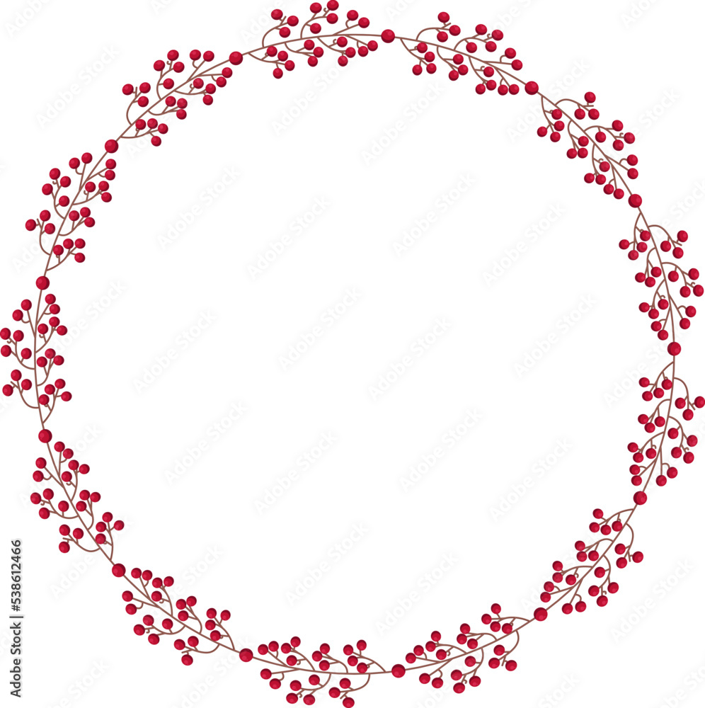 Vector flat festive autumn branches with red berries Vector flat festive autumn branches with red berries