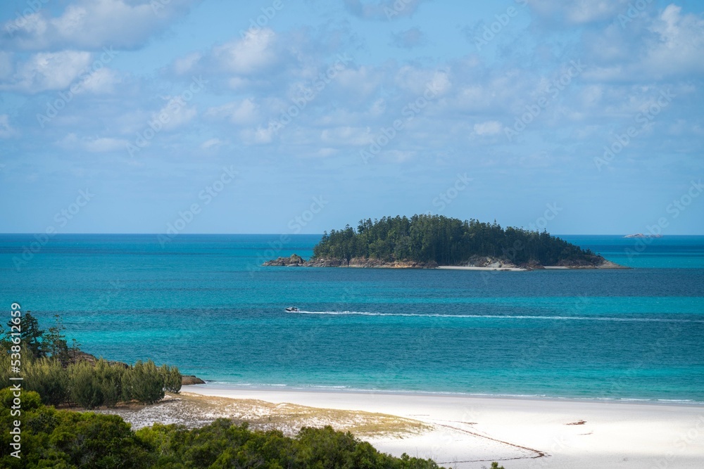 tropical island white sand beach on the ocean