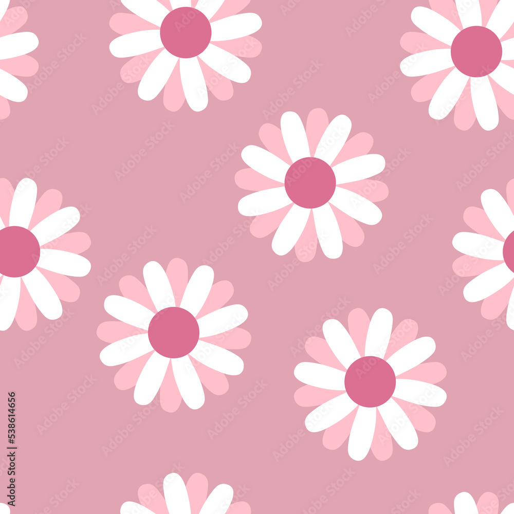 Retro style seamless pattern with nostalgic daisy flowers. Hippie aestetic texture print for tee, paper, fabric, textile. Groovy vector illustration for decor and design. Retro style seamless pattern with nostalgic daisy flowers. Hippie aestetic texture print for tee, paper, fabric, textile. Groovy vector illustration for decor and design.
