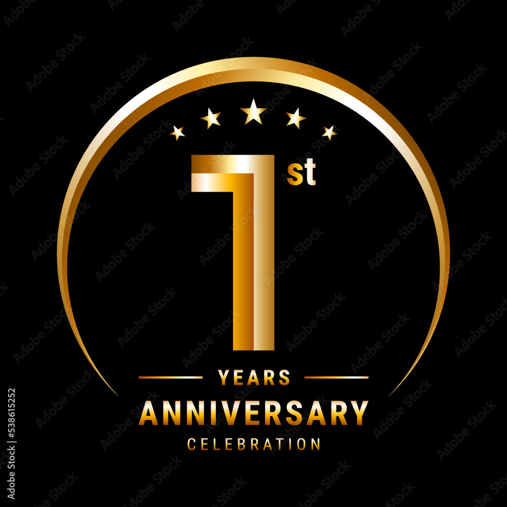 1st Anniversary, Logo design for anniversary celebration with gold ring ...