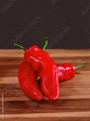 rinced sweet pepper on kitchentable photo