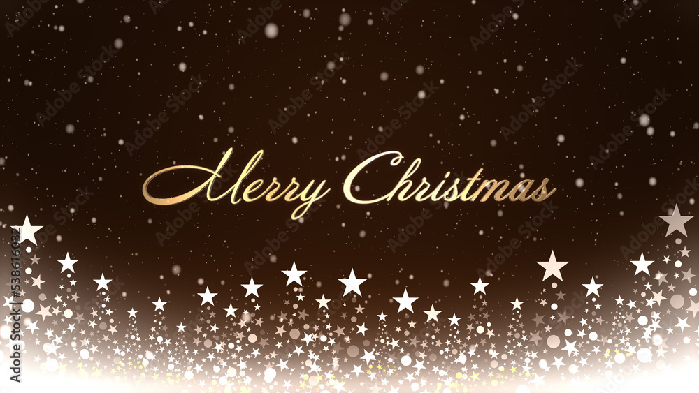 クリスマスツリーと色のついた背景に雪が舞い、クリスマスの文字 クリスマスツリーと色のついた背景に雪が舞い、クリスマスの文字