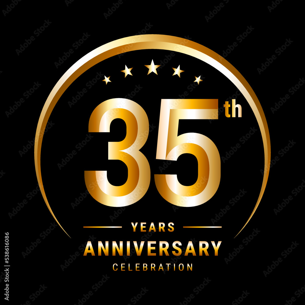 35th Anniversary, Logo design for anniversary celebration with gold ...