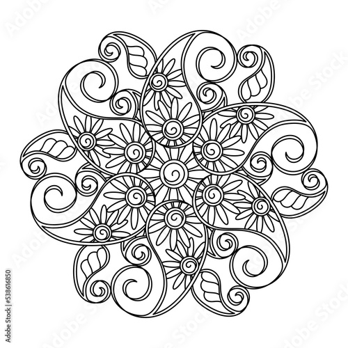 Paisley coloring page mandala. Floral vector illustration.