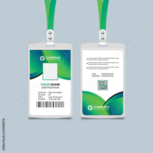 Modern Identity Employee Abstract professional, corporate office Id card design, Simple and Clean ID Card Design Template
