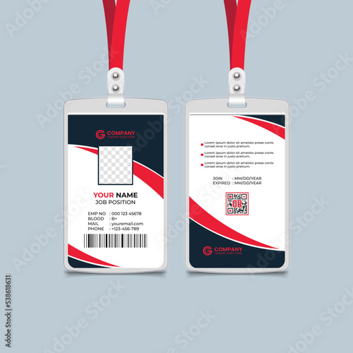 Modern Identity Employee Abstract professional, corporate office Id card design, Simple and Clean ID Card Design Template