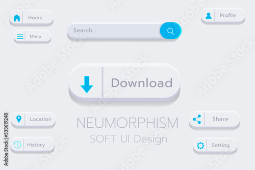 Neumorphism Botton Soft UI Design