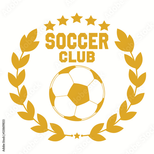 Soocer club logotype or emblem in retro style with stars and laurel wreath