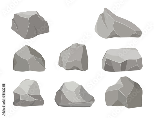 Rock stone set. Element of nature and mountains.