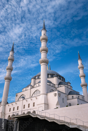 Grand Mosque of Tirana, Namazgah Mosque, with blue sky in the capital of Albania