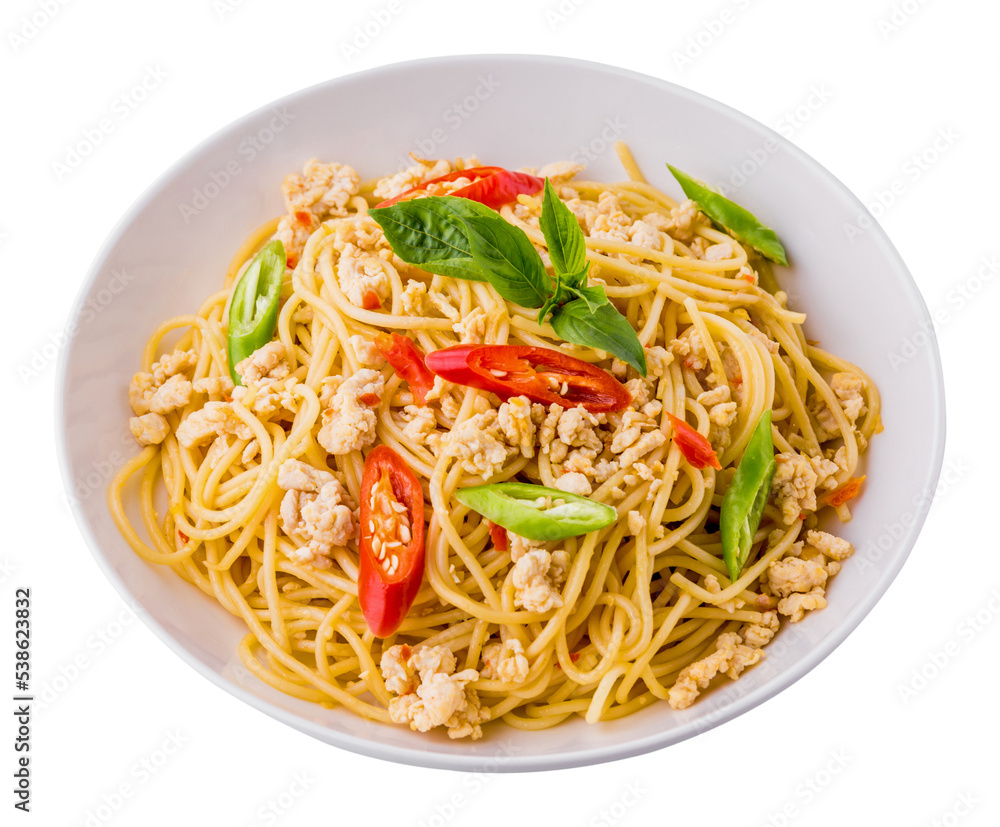 spaghetti with chicken isolated and save as to PNG file