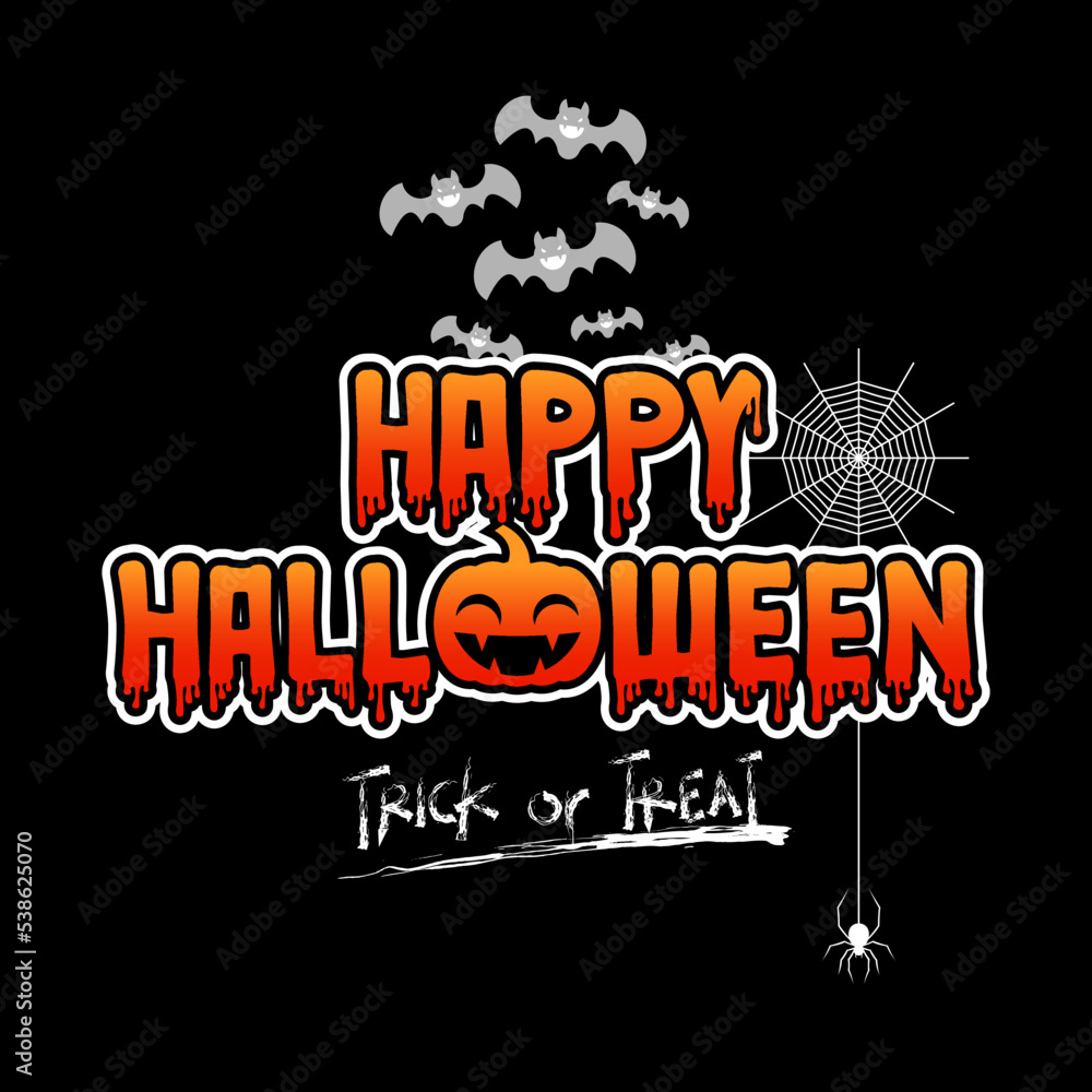 Happy Halloween and Trick or Treat Illustration Vector Design