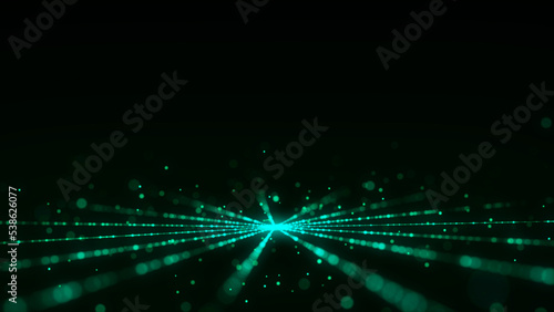 Futuristic of circular flow of particles. Digital cyberspace. Network connections structure. 3D rendering.