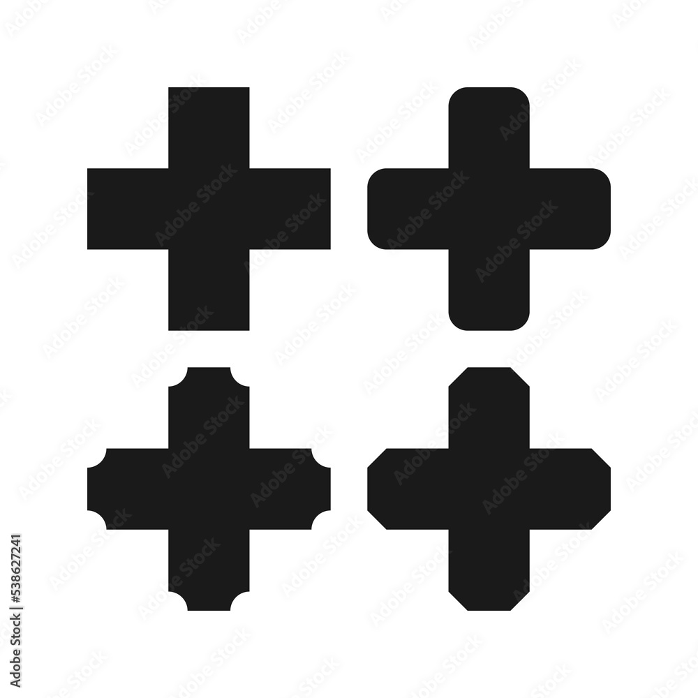 Swiss Cross Corner Cut Icon Set Swiss Cross Corner Cut Icon Set