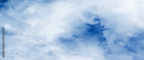 Blue background with faint texture and bright center and black vignette border, white cloudy center and abstract watercolor sky design texture, elegant sapphire blue background.