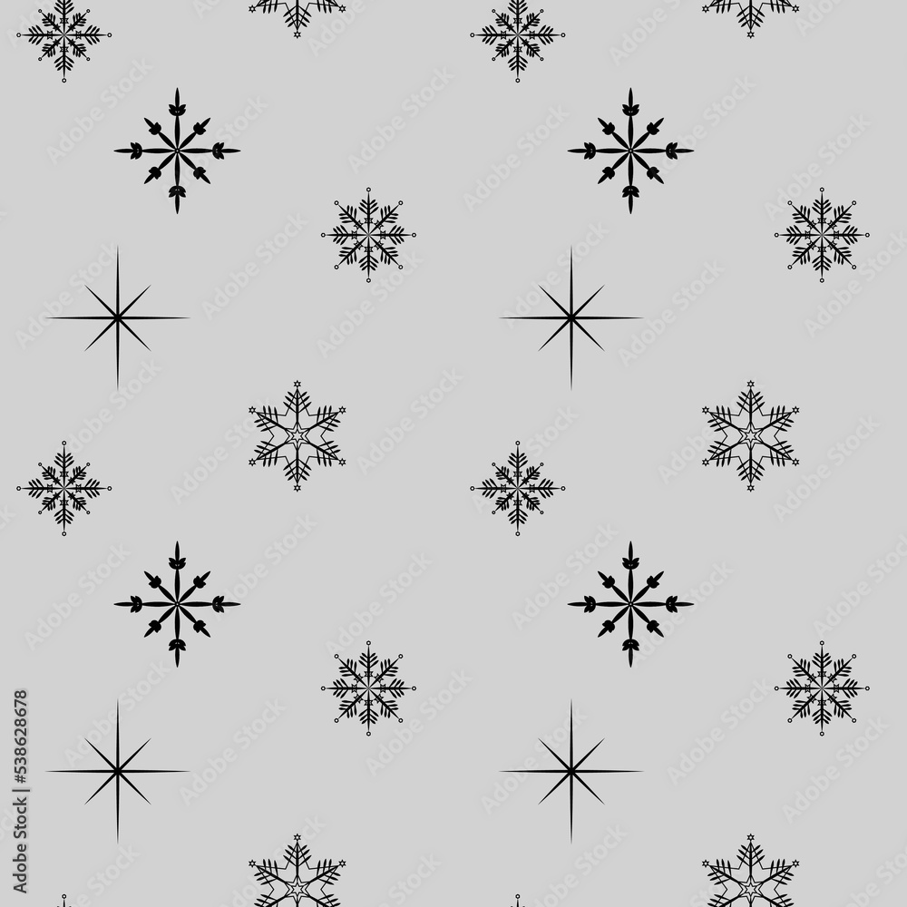 set of snawflakes seamless vector pattern set of snawflakes seamless vector pattern