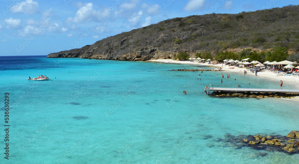 beautiful tropical beach on the island of curacao in the caribbean sea
